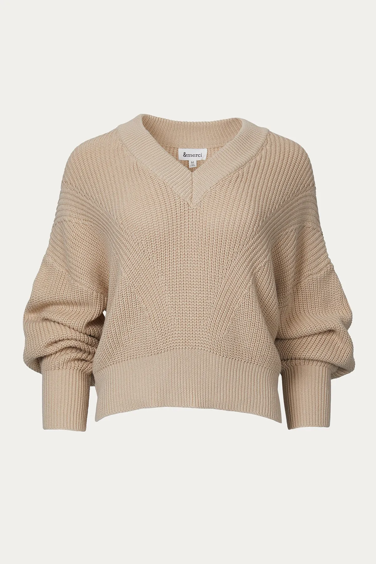 CROPPED RIBBED-KNIT SWEATER