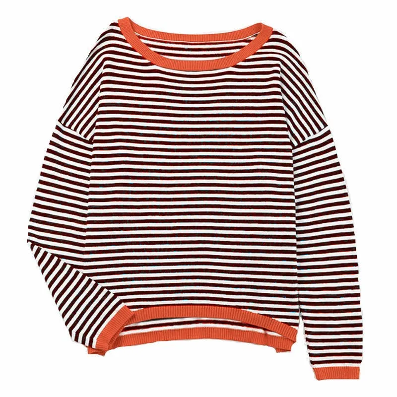 CWOSWL0811_ Long Sleeve Loose Neck Pullover Sweater: GREY / (S) 1