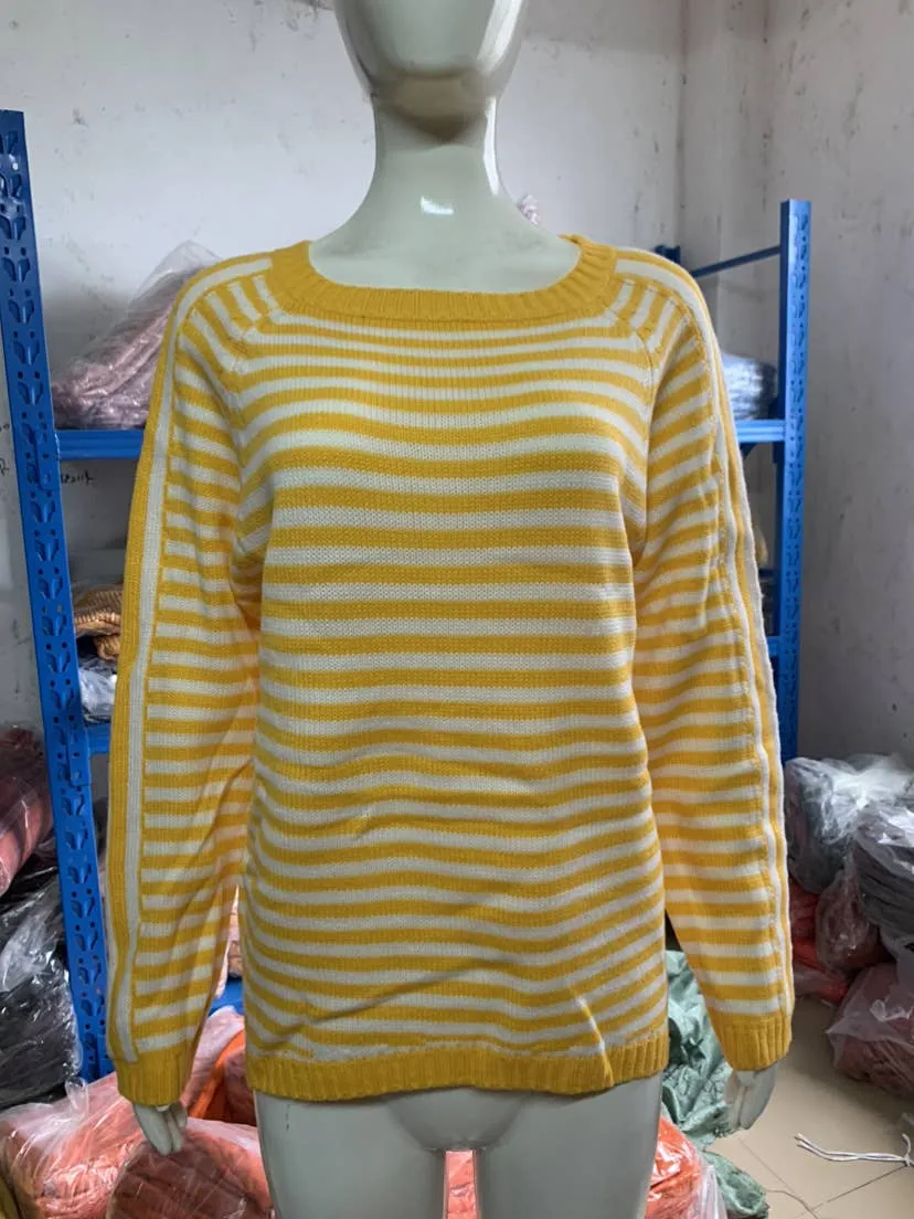 CWOSWL0811_ Long Sleeve Loose Neck Pullover Sweater: GREY / (S) 1