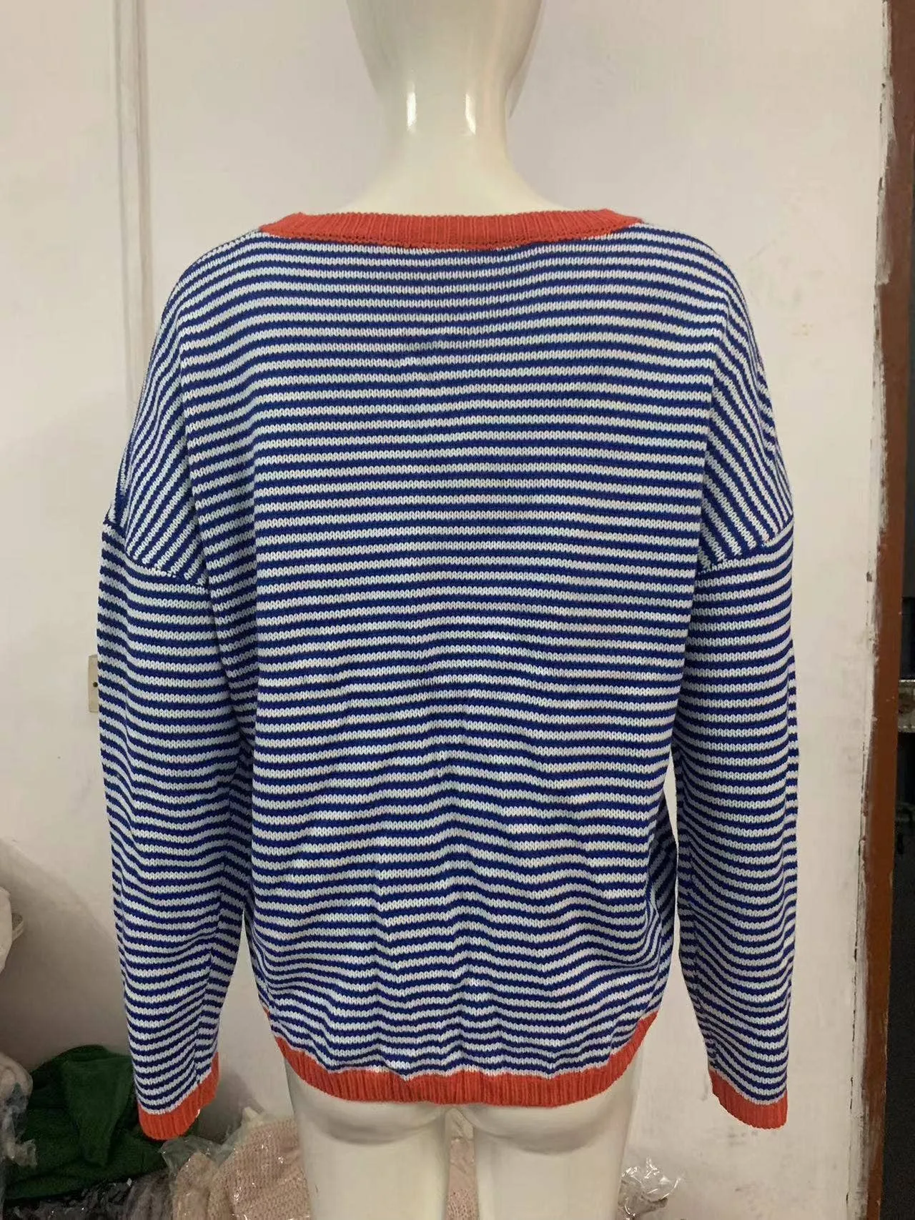 CWOSWL0811_ Long Sleeve Loose Neck Pullover Sweater: GREY / (S) 1
