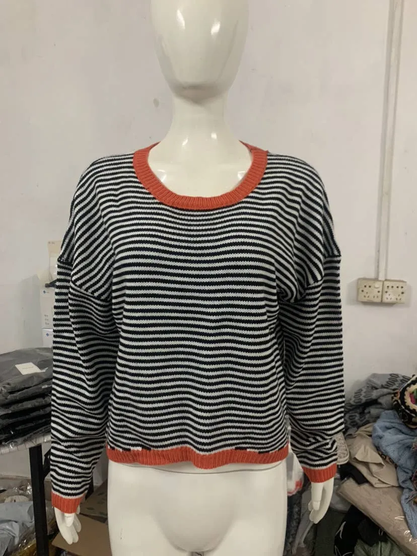 CWOSWL0811_ Long Sleeve Loose Neck Pullover Sweater: GREY / (S) 1