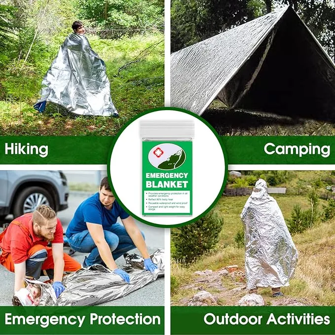 CXYARY 12 Pack Emergency Thermal Blanket Survival, 84” x 52” Mylar Blanket, Space Blanket, Silver Foil Blanket, Survival Kit Camping Blanket, Body Warmer Blanket for Outdoor, First Aid, Hiking