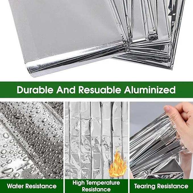 CXYARY 12 Pack Emergency Thermal Blanket Survival, 84” x 52” Mylar Blanket, Space Blanket, Silver Foil Blanket, Survival Kit Camping Blanket, Body Warmer Blanket for Outdoor, First Aid, Hiking