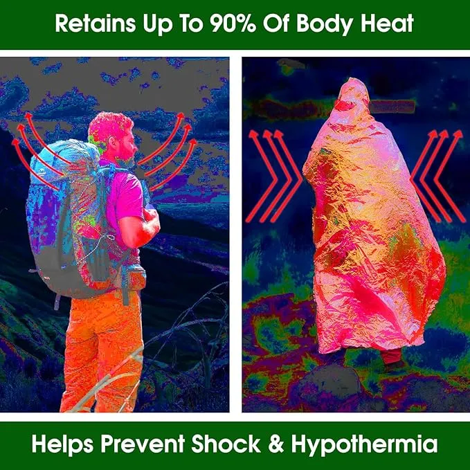 CXYARY 6 Pack Emergency Thermal Blanket Survival, 84” x 52” Mylar Blanket, Space Blanket, Silver Foil Blanket, Survival Kit Camping Blanket, Body Warmer Blanket for Outdoor, First Aid, Hiking