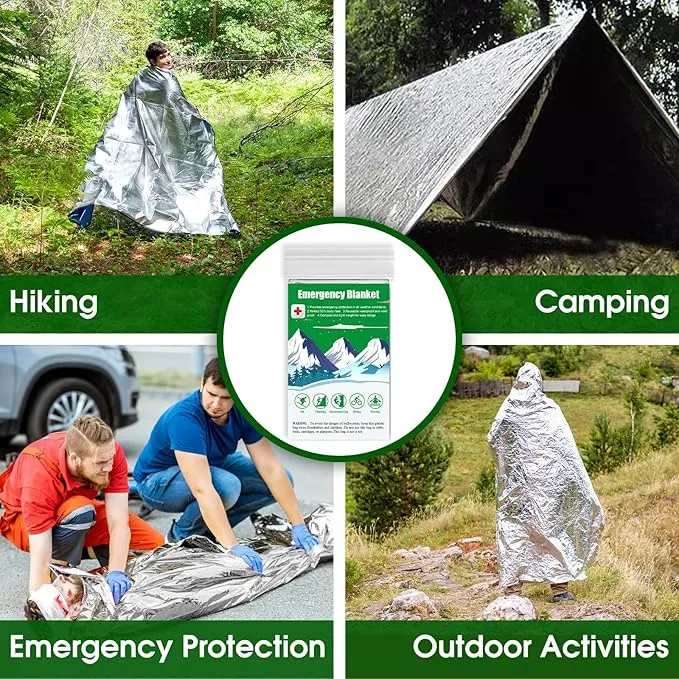 CXYARY 6 Pack Emergency Thermal Blanket Survival, 84” x 52” Mylar Blanket, Space Blanket, Silver Foil Blanket, Survival Kit Camping Blanket, Body Warmer Blanket for Outdoor, First Aid, Hiking