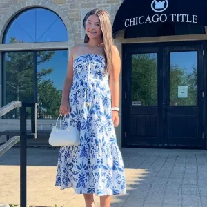 Danni Cobalt Printed Halter Maxi Dress