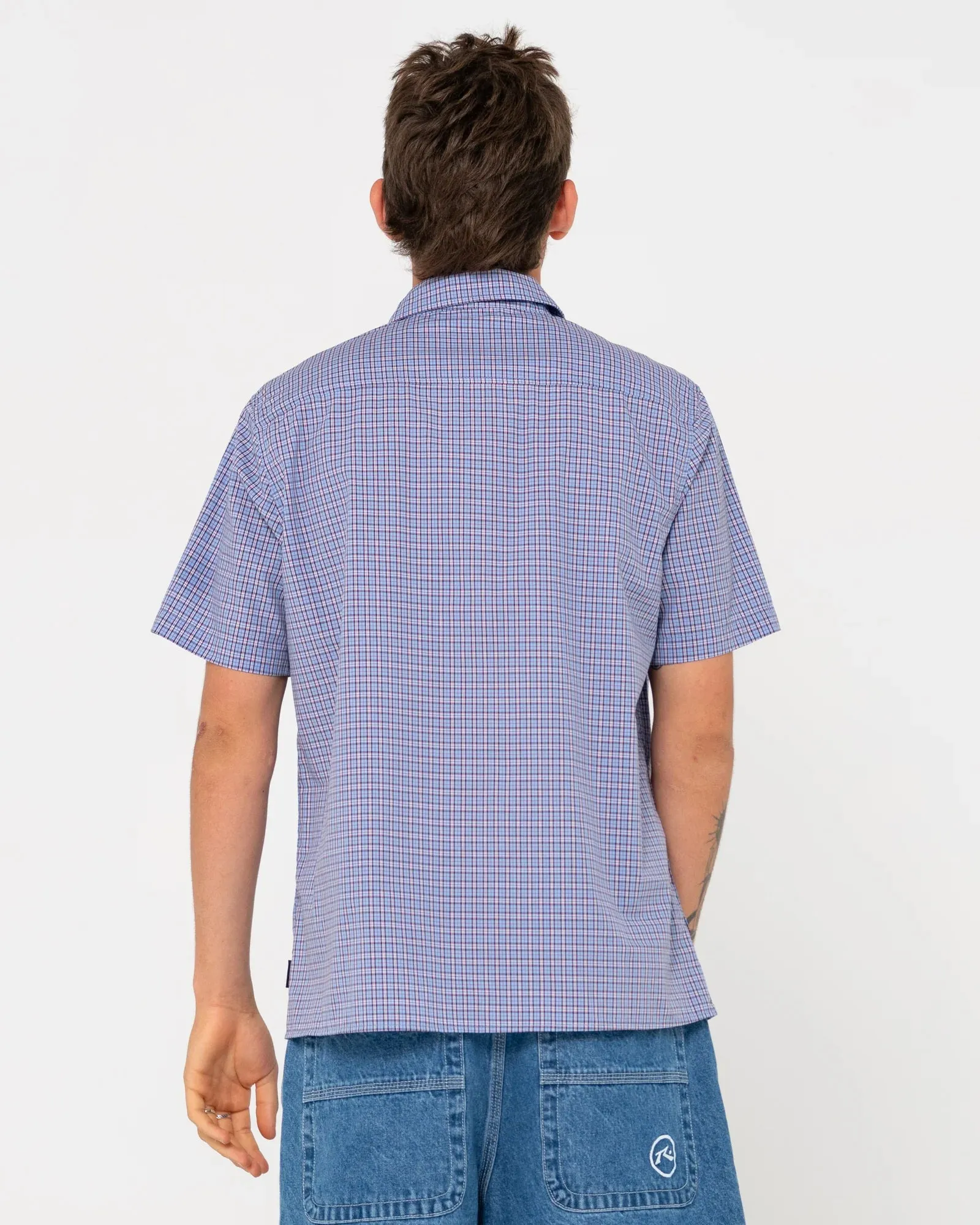 Datsun Check SS Shirt Artic Blue