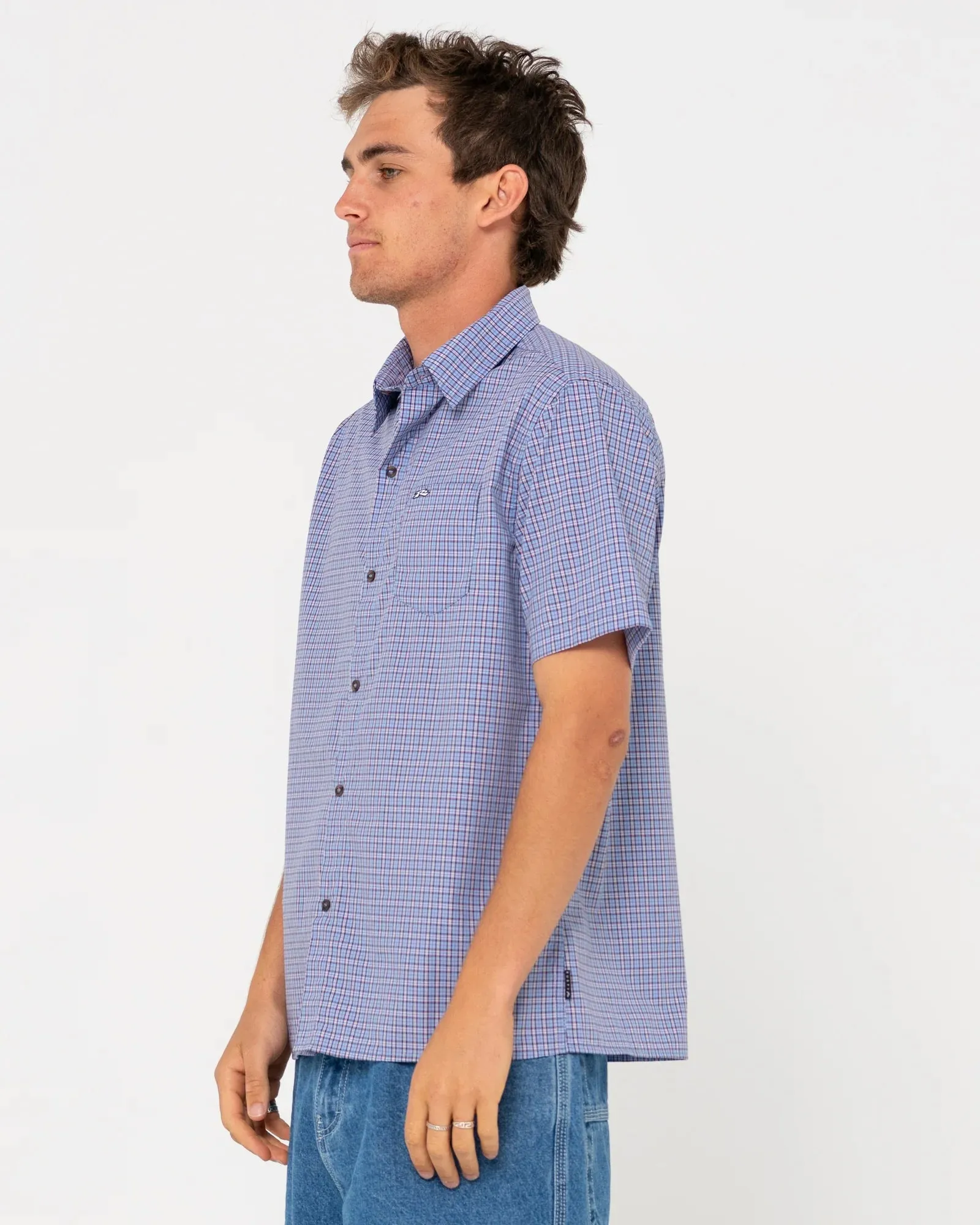 Datsun Check SS Shirt Artic Blue