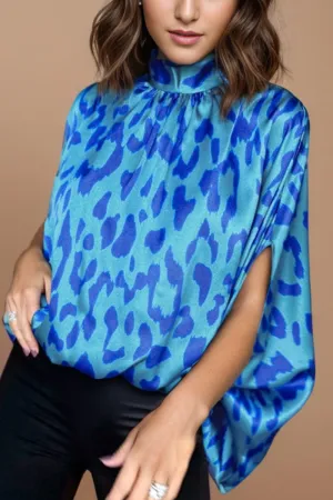 Denise Printed Turtleneck Half Sleeve Blouse
