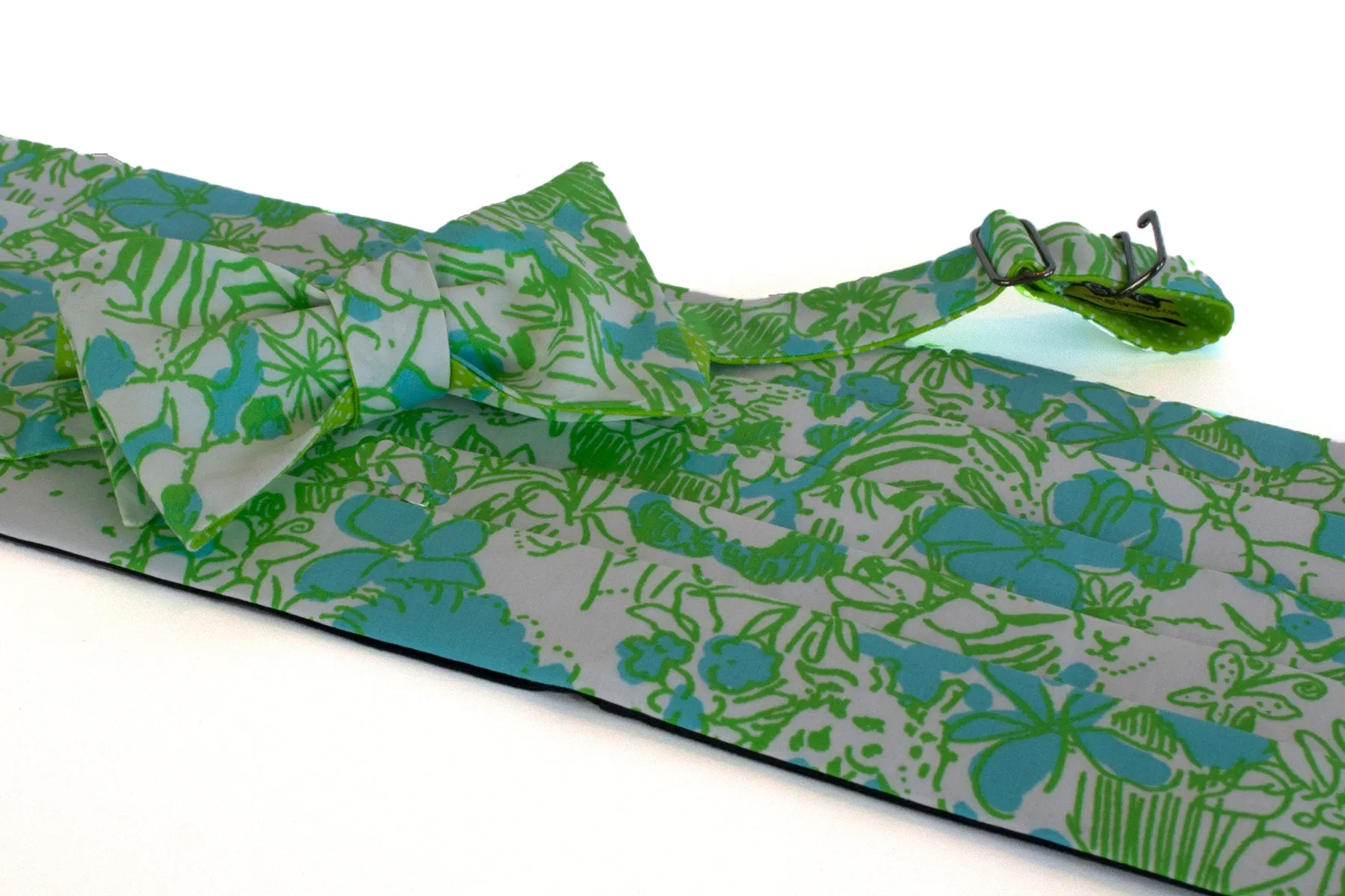 Designer Blue and Green Bow Tie