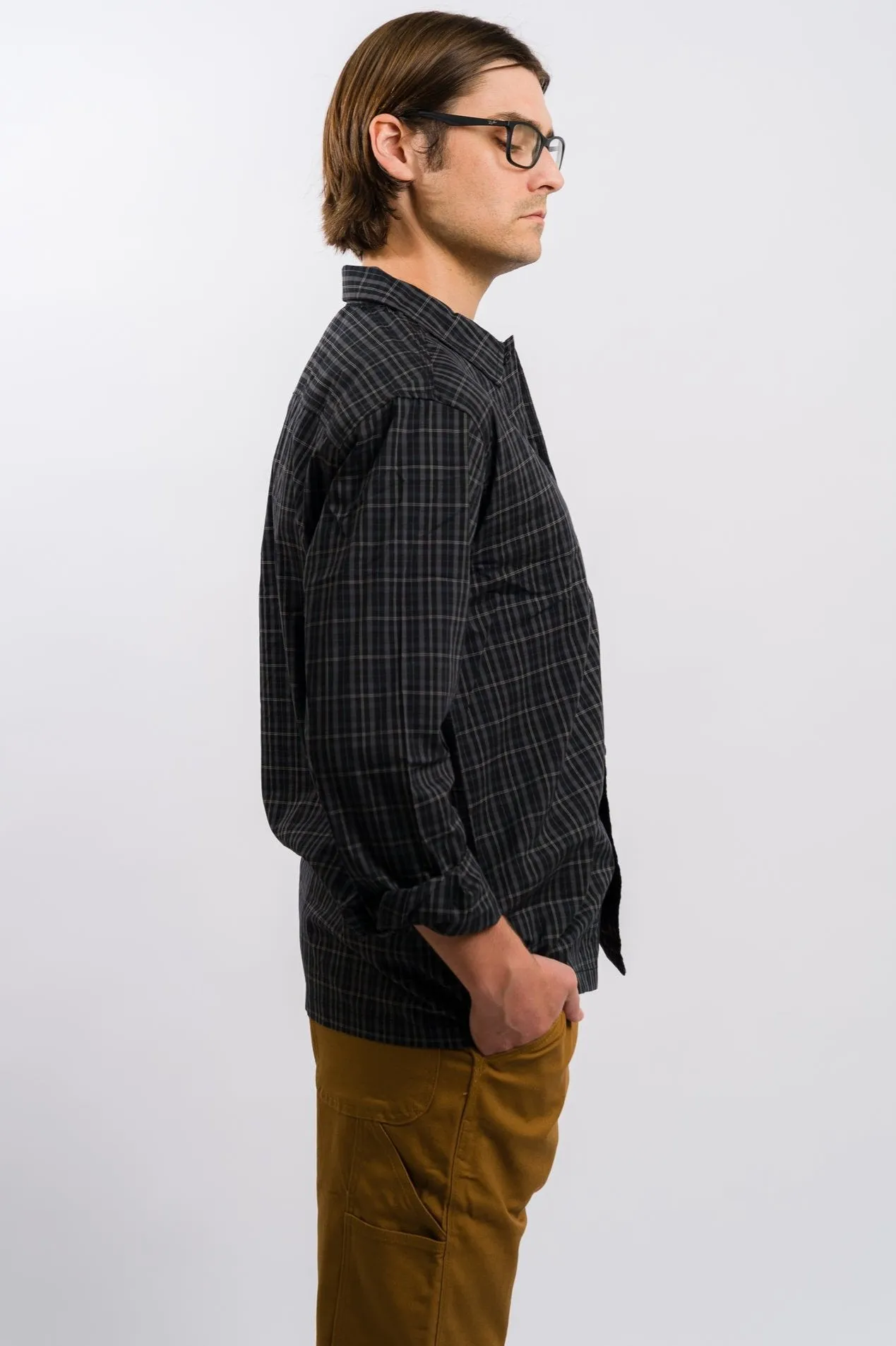 Dickies Skateboarding Woven Plaid Poplin Long Sleeve Shirt - Black