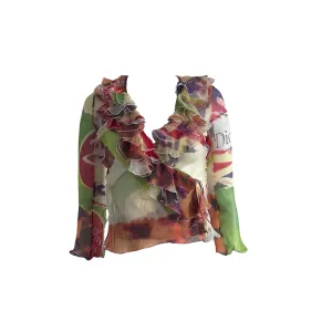 Dior Ruffled Print Silk Top