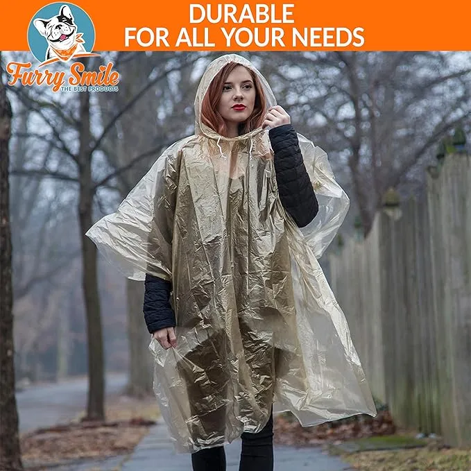 Disposable Rain Ponchos Family Pack for Adults and Teens - Lightweight Emergency Waterproof Rain Poncho for Women and Men with Drawstring Hood – Travel Rain Poncho- 5 Pack (Multi Color)
