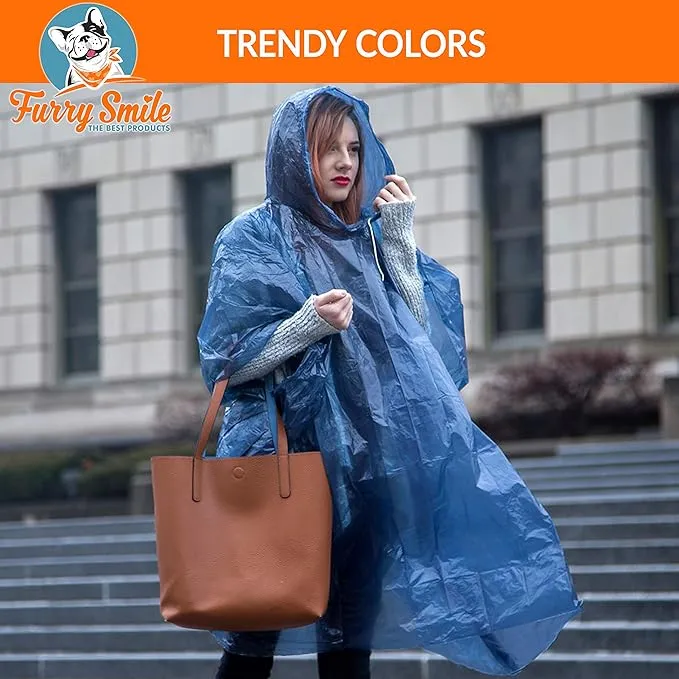 Disposable Rain Ponchos Family Pack for Adults and Teens - Lightweight Emergency Waterproof Rain Poncho for Women and Men with Drawstring Hood – Travel Rain Poncho- 5 Pack (Multi Color)