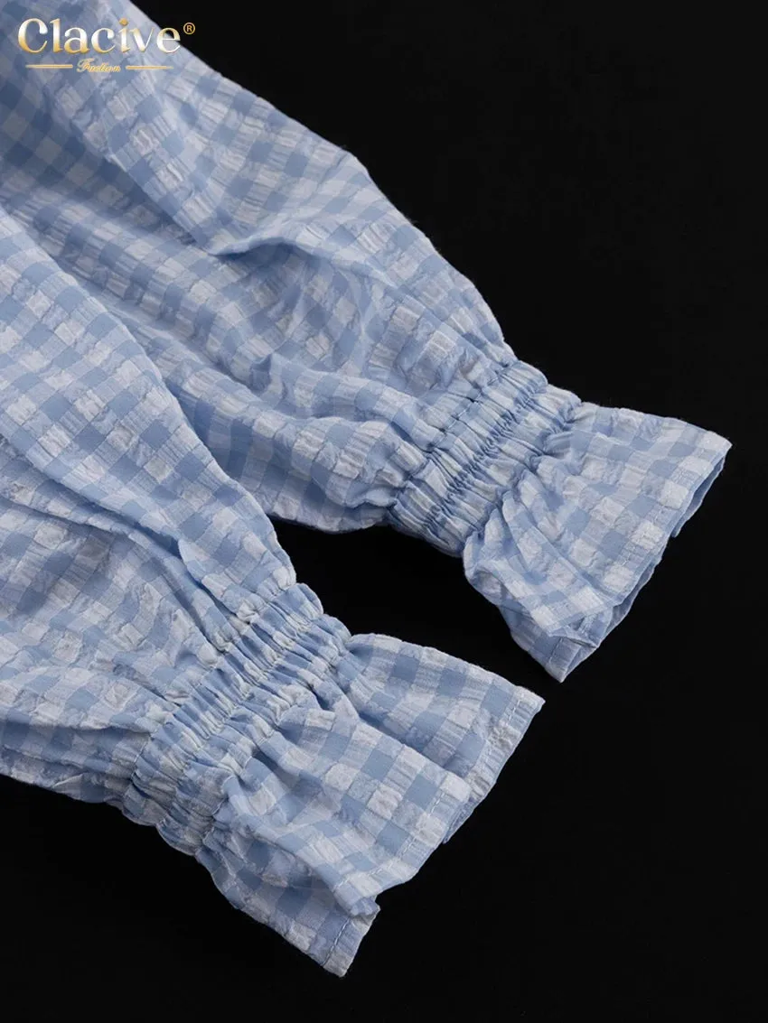 Doll Collar Loose Plaid Long Sleeve Dress