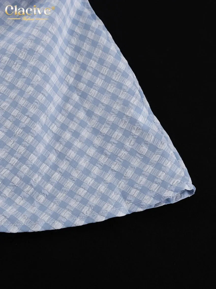 Doll Collar Loose Plaid Long Sleeve Dress