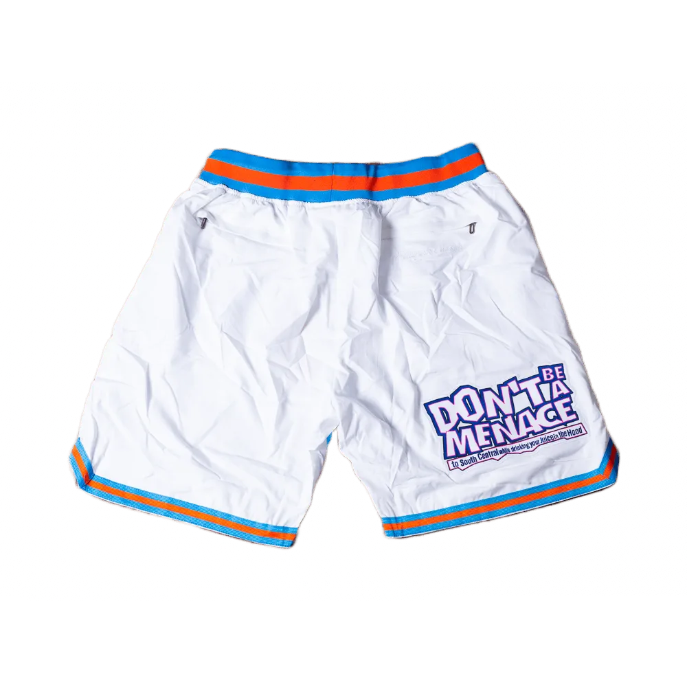 DONT BE A MENACE BASKETBALL SHORTS (WHITE)