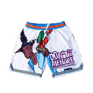 DONT BE A MENACE BASKETBALL SHORTS (WHITE)