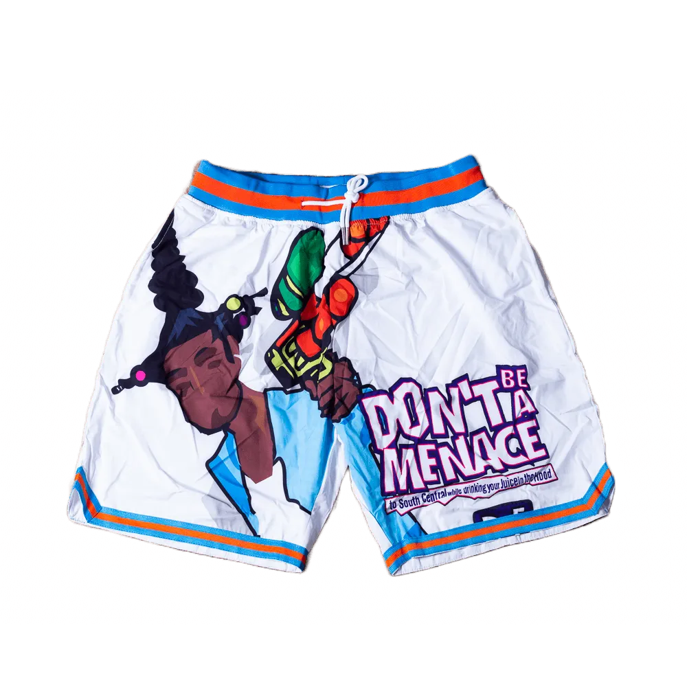 DONT BE A MENACE BASKETBALL SHORTS (WHITE)