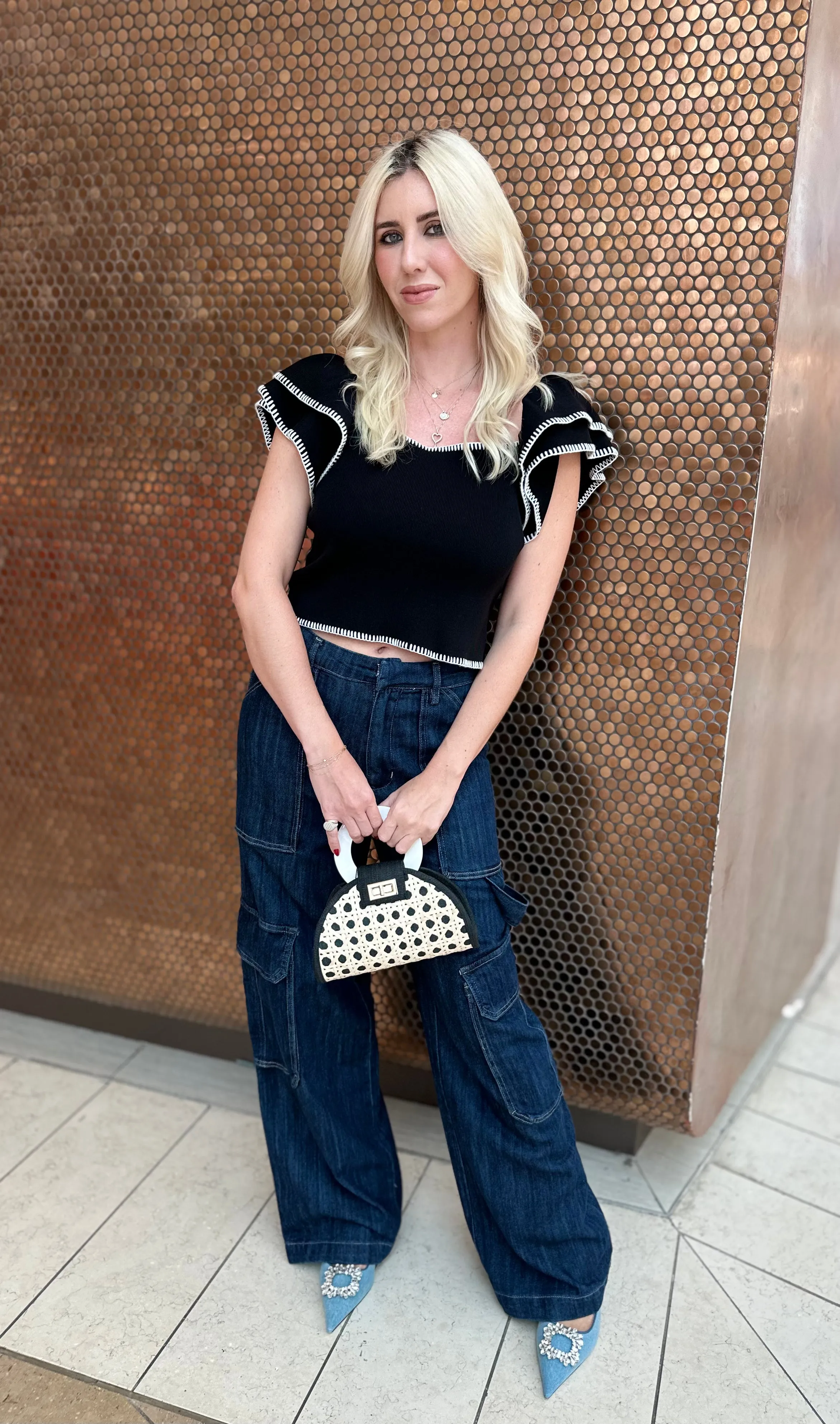 Double Ruffled Short Sleeve Top