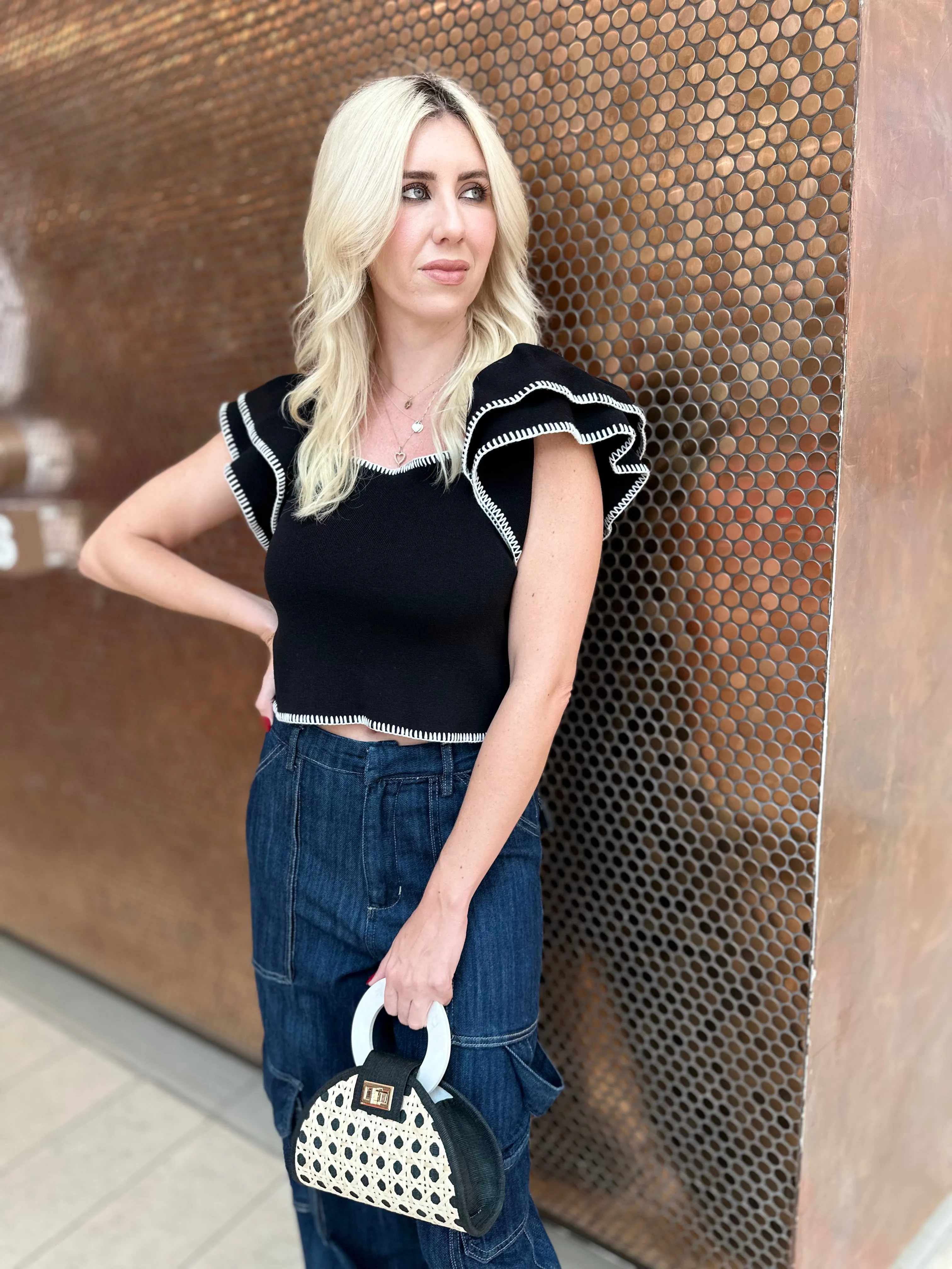 Double Ruffled Short Sleeve Top