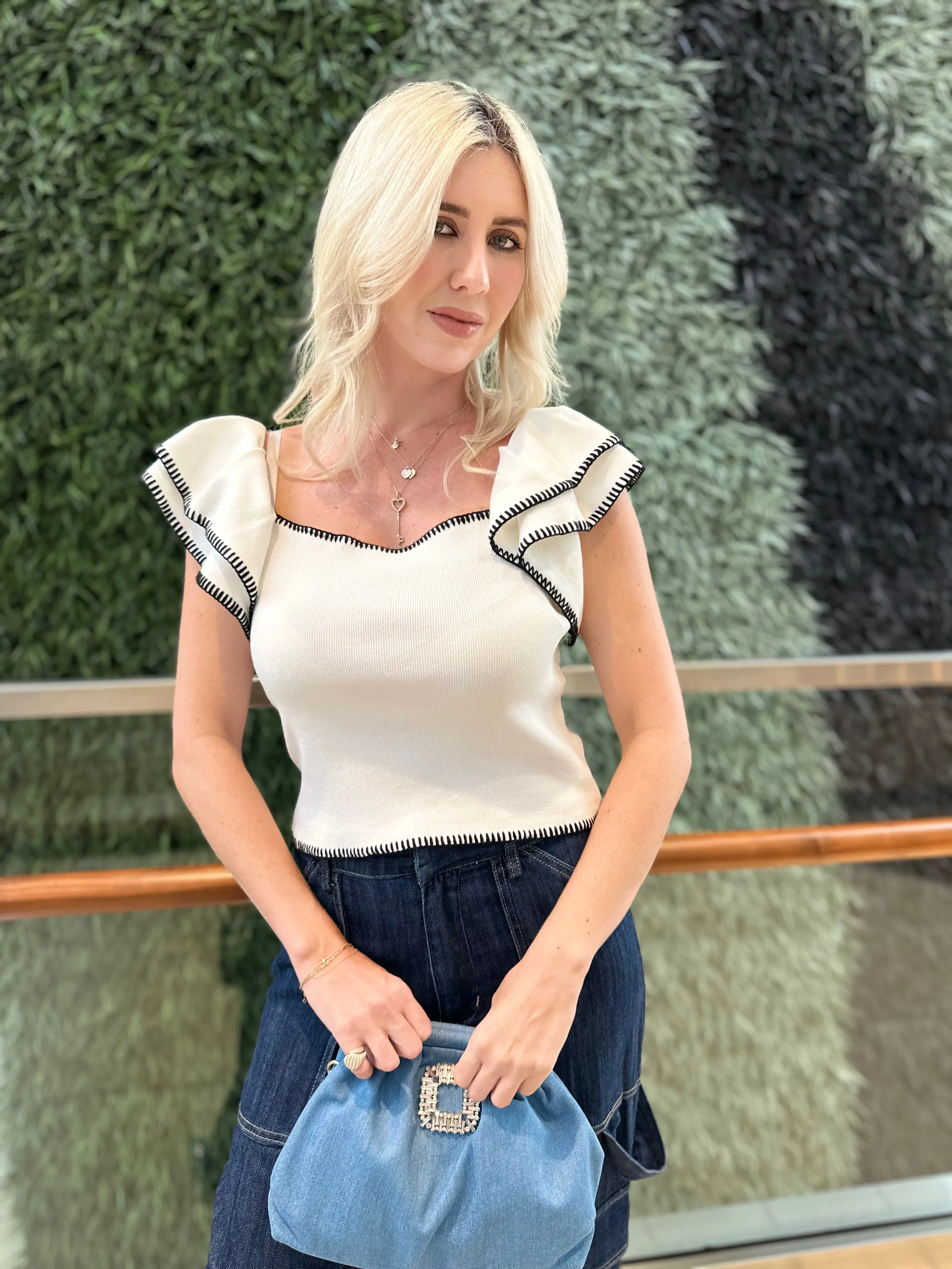 Double Ruffled Short Sleeve Top
