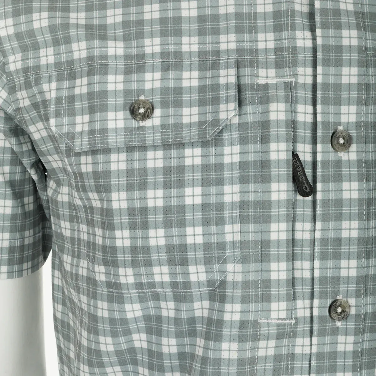 DRAKE HUNTER CREEK CHECK PLAID SHIRT S/S - MONUMENT GREY