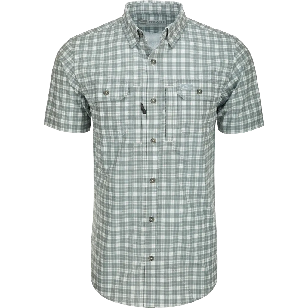 DRAKE HUNTER CREEK CHECK PLAID SHIRT S/S - MONUMENT GREY