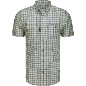 DRAKE HUNTER CREEK WINDOW PANE PLAID SHIRT S/S - KALAMATA OLIVE
