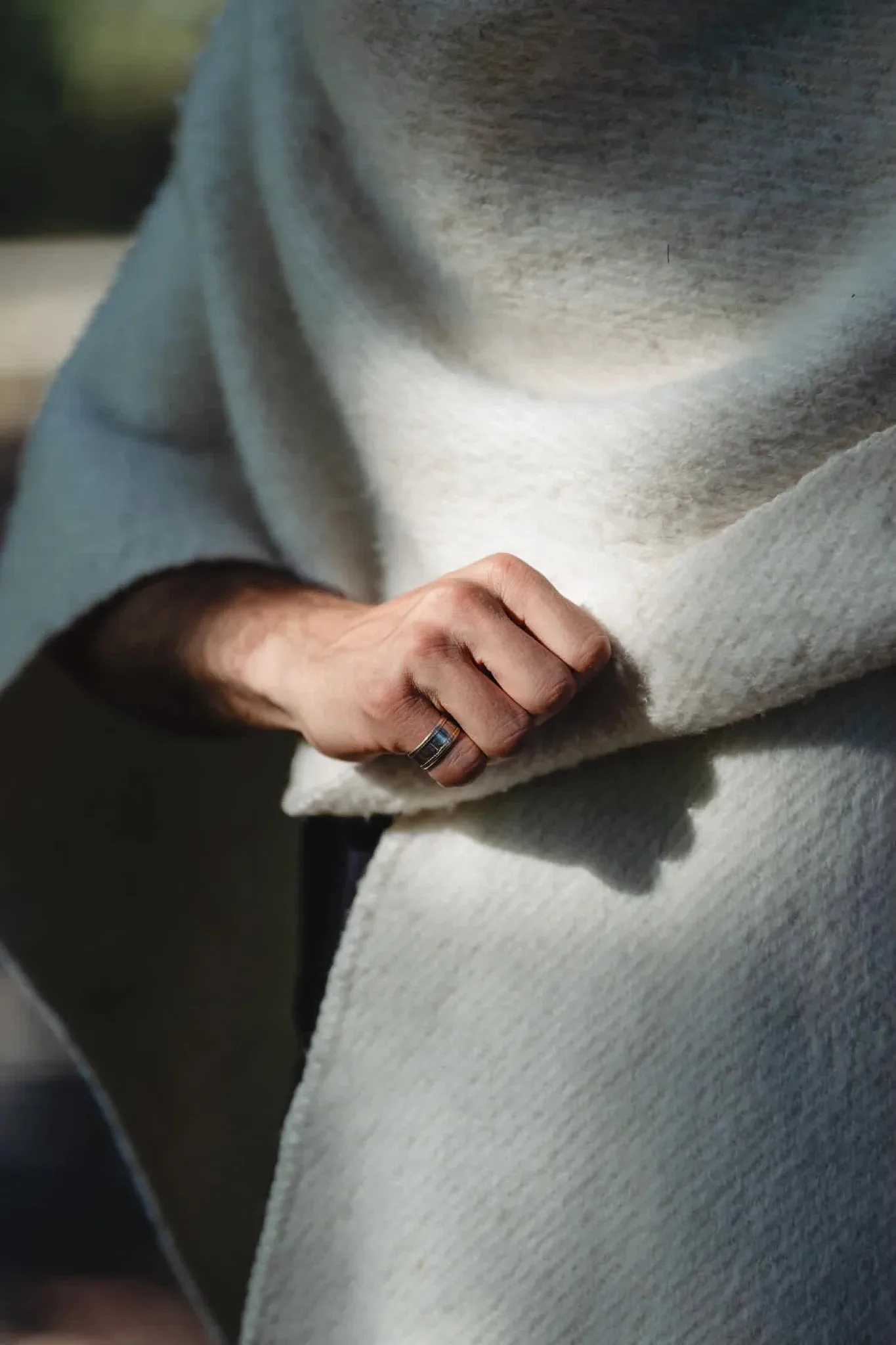 Dune Wool Poncho in Beige