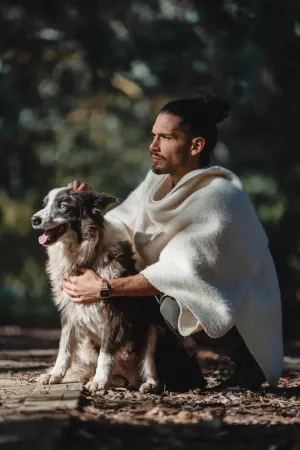 Dune Wool Poncho in Beige