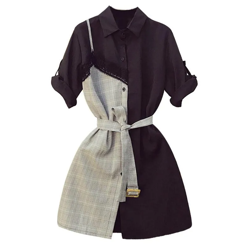 Duo Plaid Lace Dress SD00498