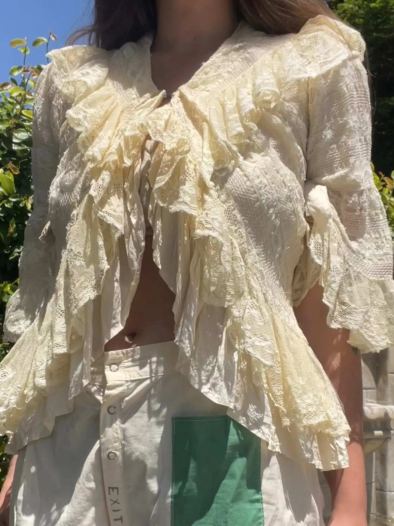 Edwardian 1910s Ruffled Lace Boudoir Jacket