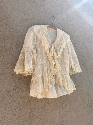 Edwardian 1910s Ruffled Lace Boudoir Jacket