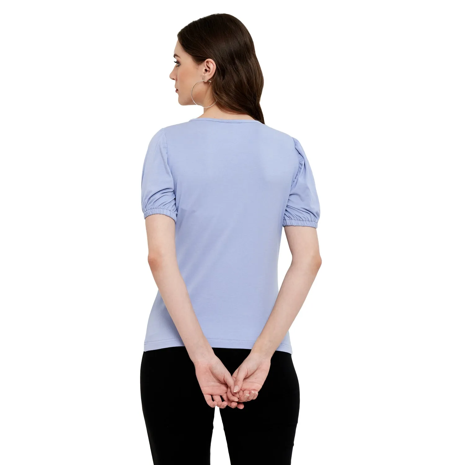 ELASTICATED GATHERED SLEEVE TOP
