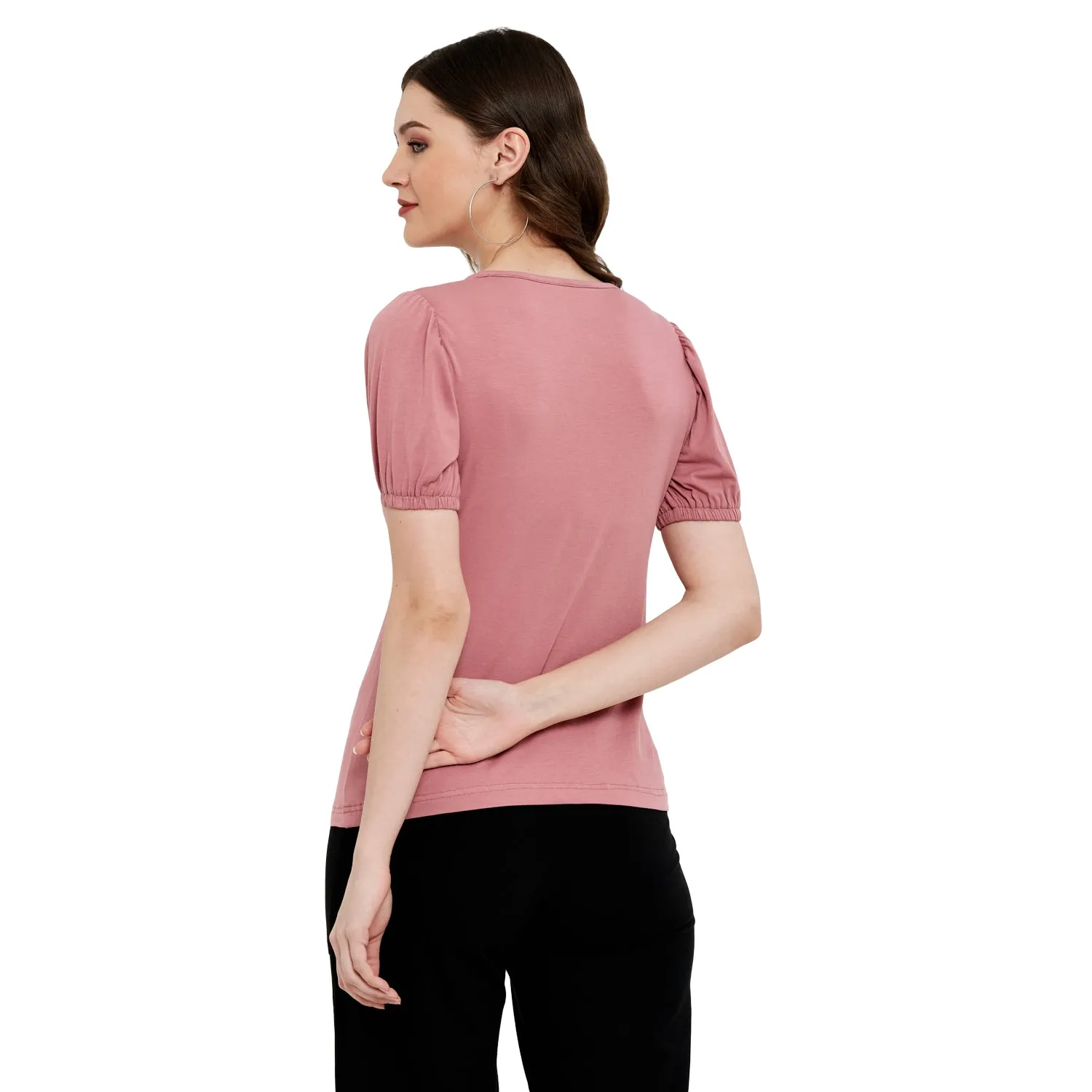 ELASTICATED GATHERED SLEEVE TOP