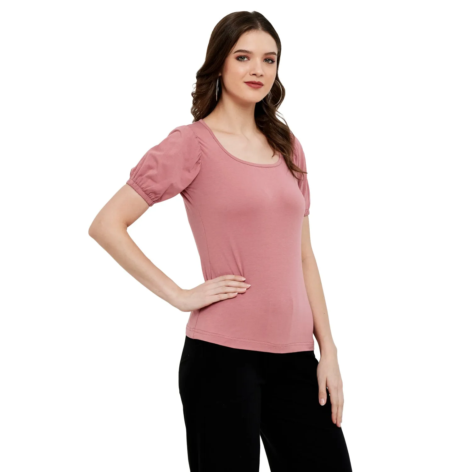 ELASTICATED GATHERED SLEEVE TOP