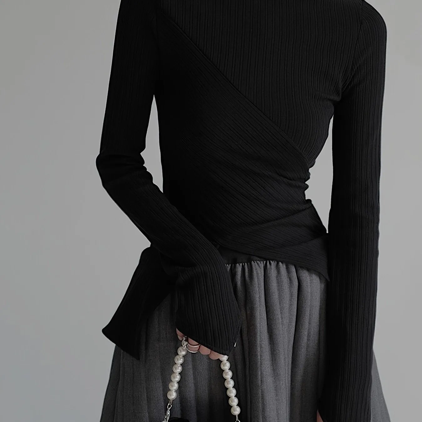 Elegant Long Sleeve Basic  T-Shirts, Solid Casual  T-Shirts For Spring & Fall, Women's Clothing