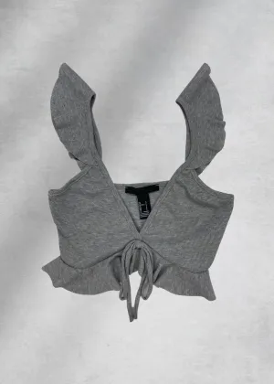 Ella Ruffle Crop Top - Grey