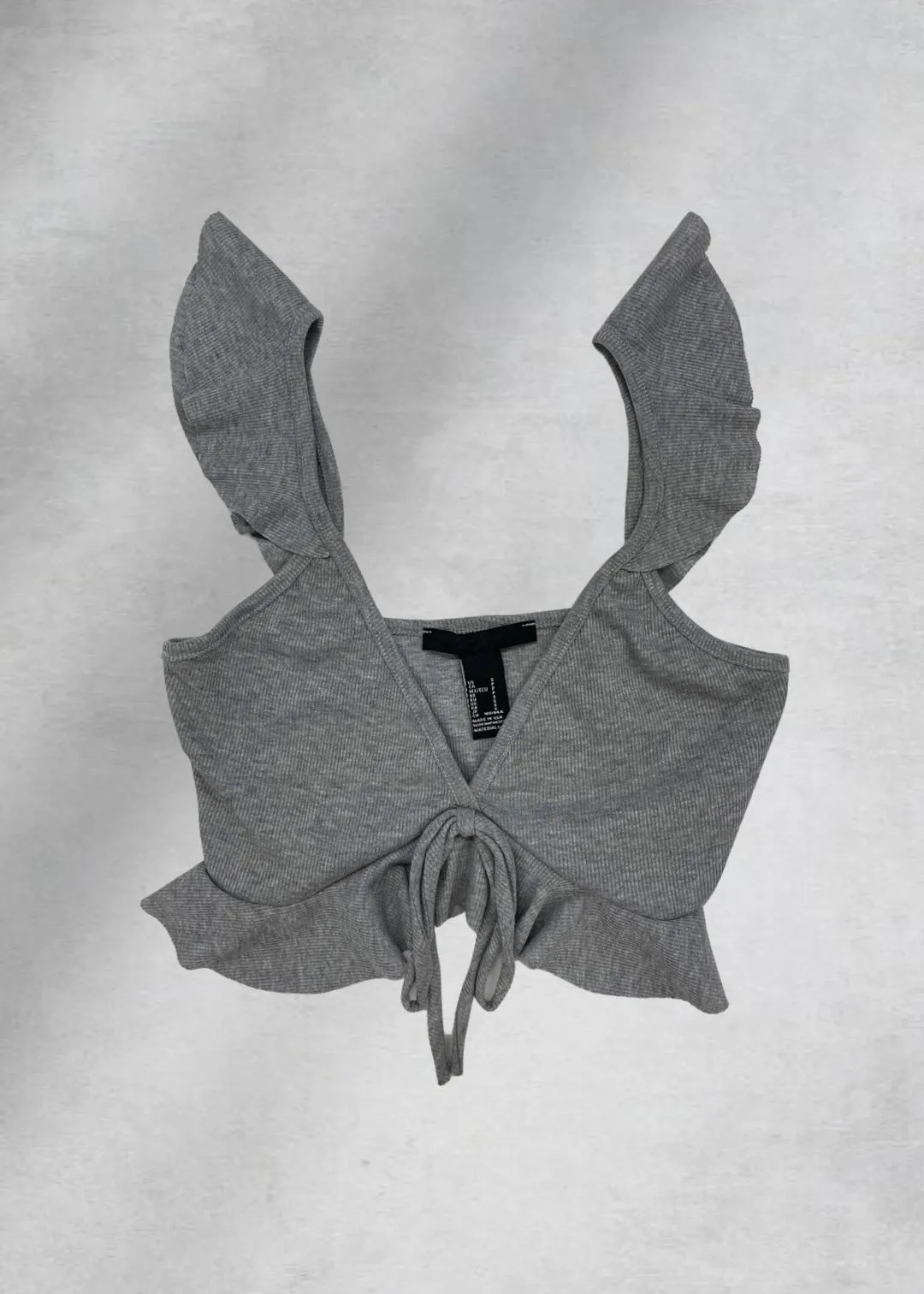 Ella Ruffle Crop Top - Grey