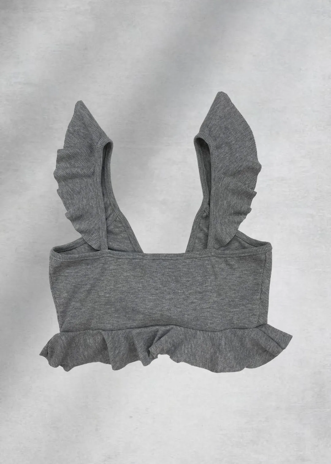 Ella Ruffle Crop Top - Grey