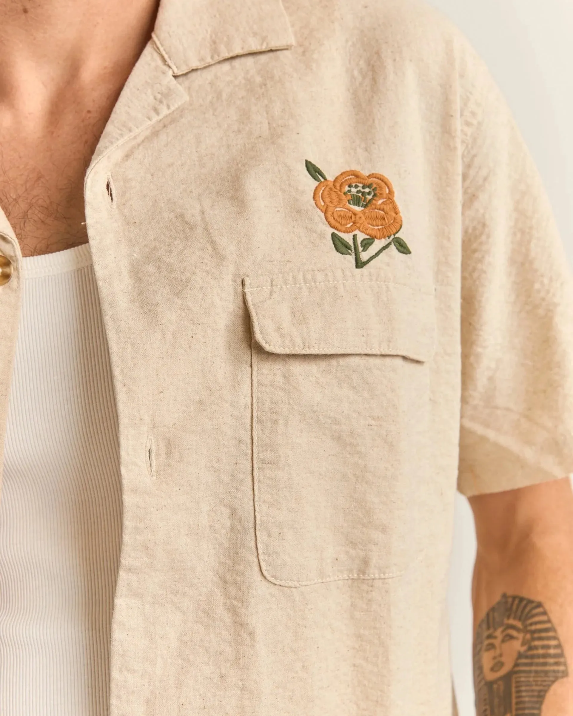 Embroidered Seersucker S/S Shirt