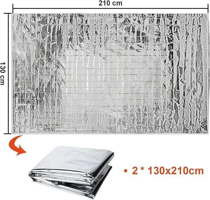 Emergency Poncho with Mylar Lined Hood, Reflective, Thickened Double Sided, 90% Heat Retention, Orange, Ultralight Outdoor Survival Blanket for Men, Women, Adults, Camping, Hiking