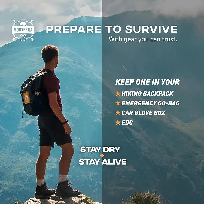 Emergency Survival Poncho. 2 Thermal Mylar Space Blanket Rain Ponchos. Camping Accessories, Outdoor Survival Gear.