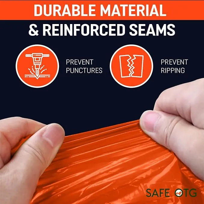 Emergency Survival Rain Poncho 4 pack Thermal Mylar Space Blanket Orange Life Ponchos Blankets with Hood Waterproof for Adults Car Outdoor Activities Hiking Camping Gear Equipment and Supplies