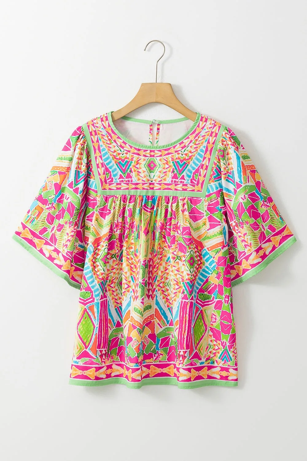 Emmory Printed Round Neck Half Sleeve Blouse