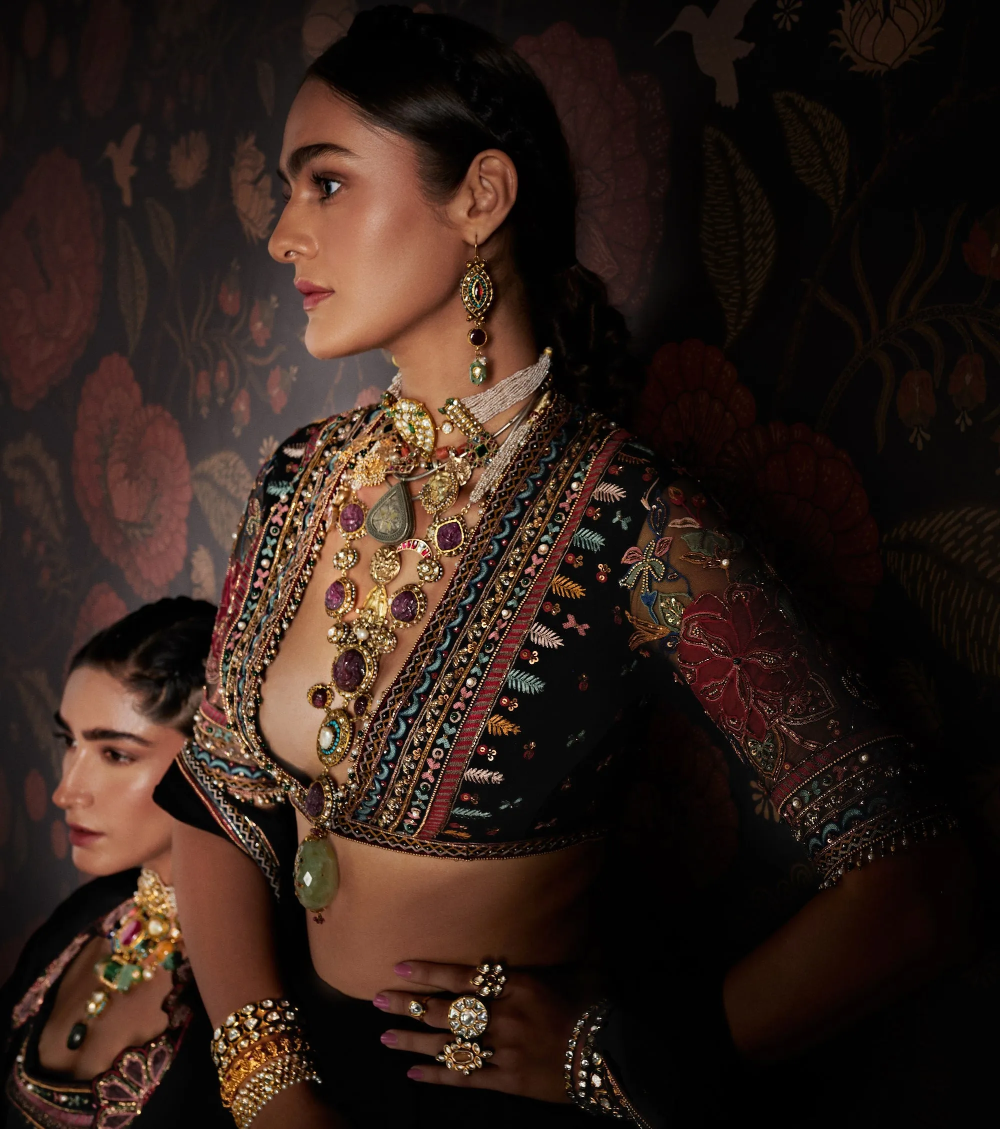 Ersheen Black Embroidered Lehenga Set