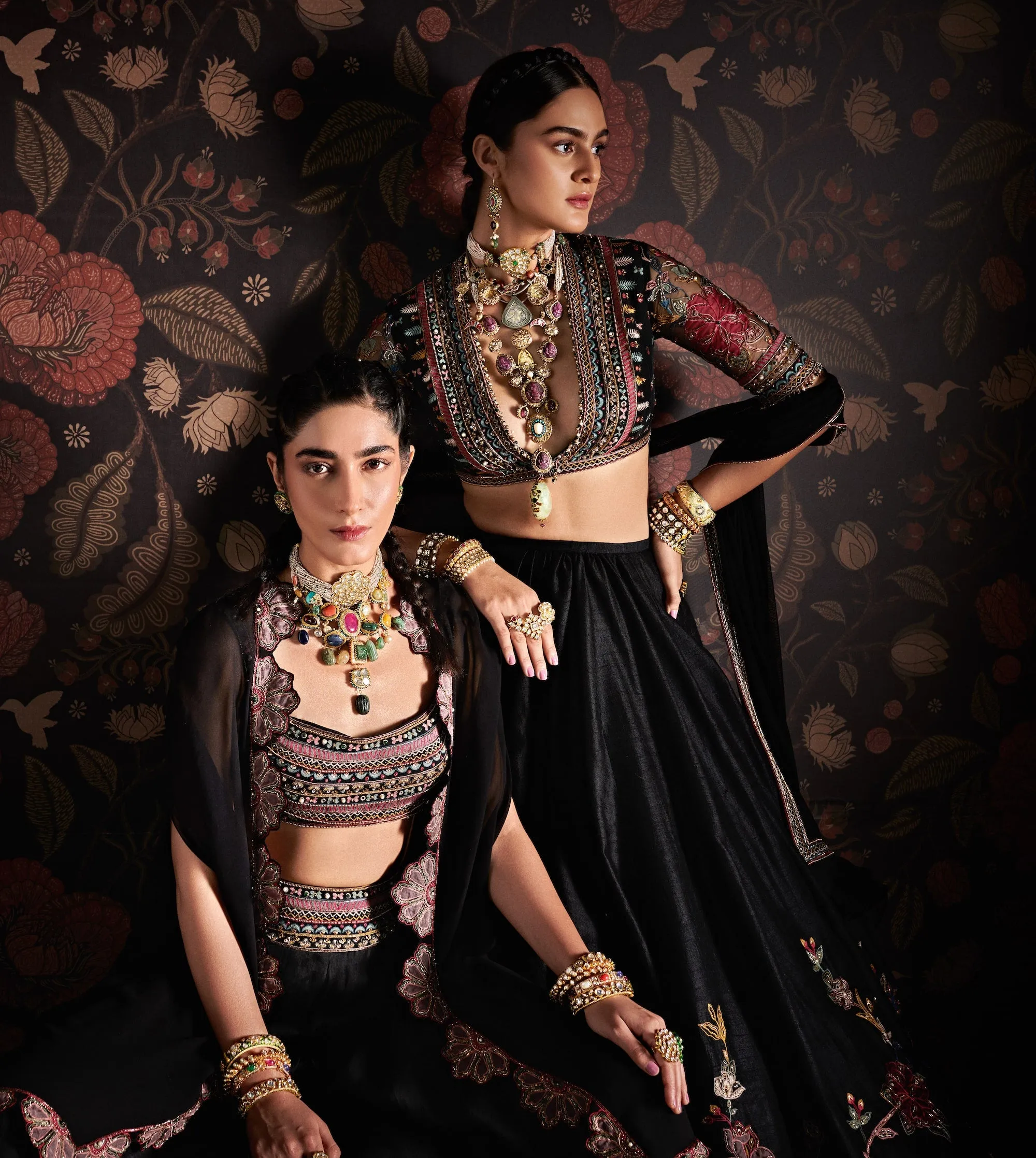 Ersheen Black Embroidered Lehenga Set