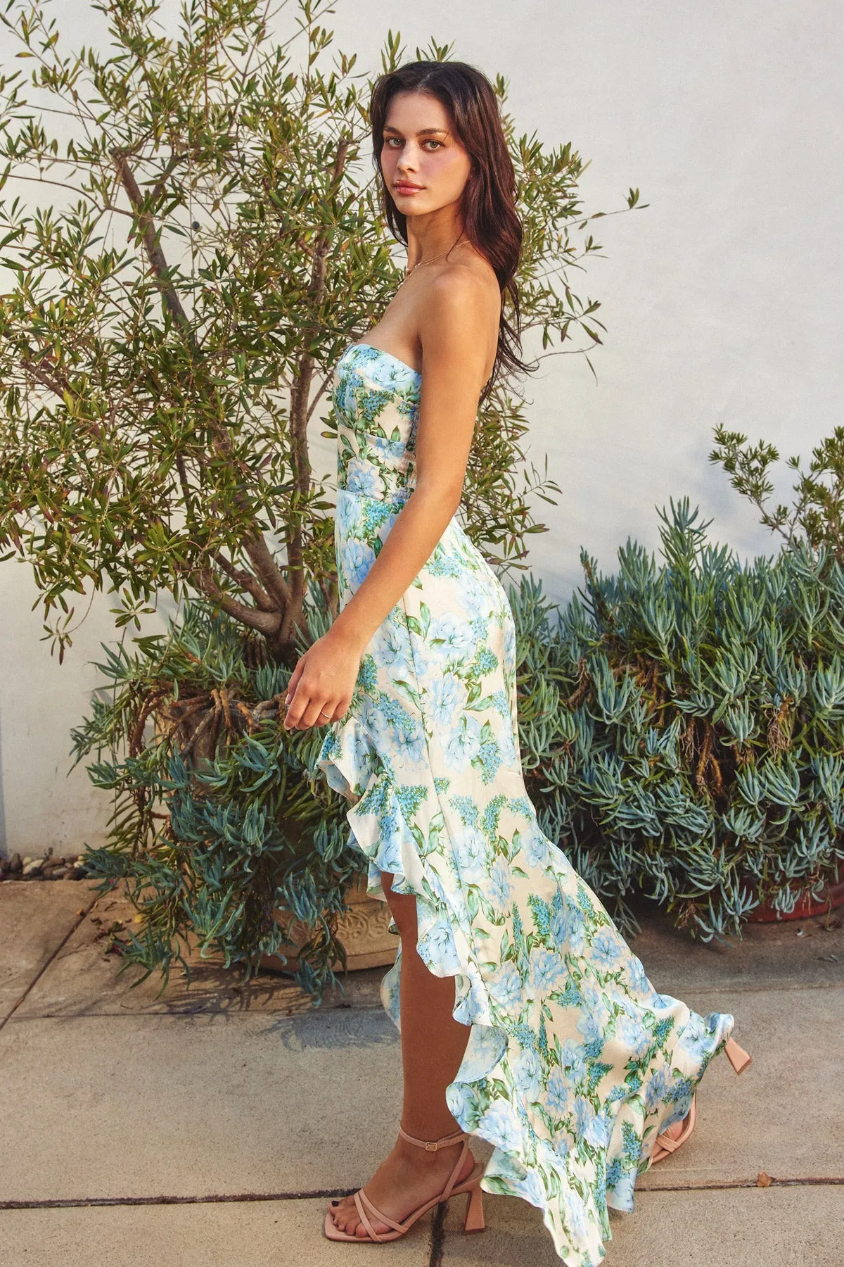 Eva Asymmetrical Hem Maxi Dress