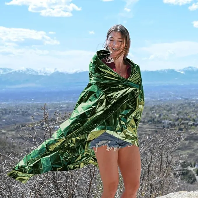 EVERLIT Survival Emergency Mylar Thermal Blanket, Foil Space Blanket Designed for NASA, Body Warmer Blanket for Outdoor, First Aid, Camping Gear, Hiking Travel (4 Pack, Forest Green)